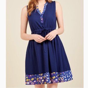 ModCloth | Navy Shirt Dress in Midnight Meadow